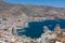 View of Pothia Town from a hill above Pothia. Kalymnos, Greece