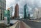 View of the Potsdamer Platz Square and train station in downtown Berlin