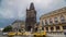 View of The Powder Tower timelapse hyperlapse and the Municipal House at the Republic Square in Prague.