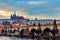 View of Prague castle (Czech: Prazsky hrad) and Charles Bridge (Czech: Karluv Most), Prague, Czech Republic