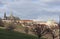 View of Prague Castle, St. Vitus Cathedral from the Petrin hill. Prague. Czech Republic.