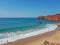 View on Praia Amado on the westcoast in the Algarve Portugal