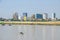 View from the Preah Sisowath Quay over the Tonle Sap River at the newly erected district in Phnom Penh