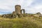 A view of Precambrian rock outcrops and Old John Folly in Bradgate Park, Leicestershire, UK