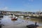 A view of the pretty harbour at West Bay with Pleasure boats and fishing boats