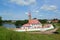 View of Prioratsky Palace and the Black lake in Gatchina