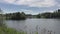 View of Priory Palace or castle in Gatchina on southeast shore of Black Lake