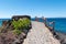 View of the promenade of Playa Flamingo in Playa Blanca, on the coast of the island of Lanzarote