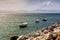 View from the promenade to the boats and the sea