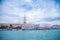 View of the promenade of Venice from the sea