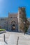 View at the Puerta de Bisagra originally Bab al-Saqra, also called Puerta de Alfonso VI a monumental moorish main city gate