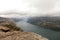 View from Pulpit Rock, view from the ascending path, Lysefjord, Norway