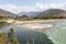 View at Punakha Dzong monastery and the landscape with the Mo Chhu river, Bhutan