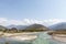 View at Punakha Dzong monastery and the landscape with the Mo Chhu river, Bhutan