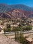 View of Purmamarca and the 7 colours mountain in northwest of Argentina