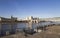 View of the Pushkinsky Andreevsky Bridge and the Moskva River. Moscow, Russia