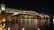 View of the Pushkinsky Andreevsky Bridge at night. Moscow, Russia