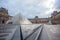 View Pyramid at courtyard of Paris Louvre Museum. Louvre Museum is one of the largest and most visited museums worldwide