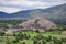 View of the pyramid of the moon at aztec pyramid Teotihuacan , ancient Mesoamerican city in Mexico, located in the Valley of