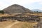 View of the Pyramid of the Sun from the Avenue of the Dead in the city of Teotihuacan