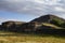 A view of pyramid of the sun with smaller pyramid on the foreground, Teotihuacan, Mexico