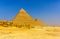 View of the Pyramids of Khafre and Khufu in Giza