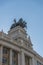 View of the Quadriga on the right on the top of Building in Madrid