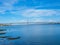 View of the Queensferry Crossing bridges over the Firth of Forth, Edinburgh, Scotland.