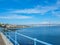 View of the Queensferry Crossing bridges over the Firth of Forth, Edinburgh, Scotland.