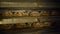 View of rack shelves with a lots of freshly baked bread on a factory