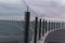 View of railings in a viewpoint of the beach of Cadiz, Southern Spain