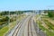 View on railway tracks and bridge over River Nerl, Bogolubovo