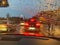 View through the rainy windshield of a car at the cars stop led lights