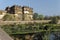 View of Raj Mahal (Palace) on the bank of river Betwa in Orchha