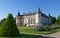 View of Rambouillet castle , XIV century, in picturesque Public Park in town of Rambouillet , 50 km southwest of Paris