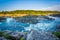 View of rapids in the Potomac River at sunset, at Great Falls Pa