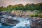 View of rapids in the Potomac River at sunset, at Great Falls Pa