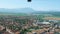 View from Rasnov Citadel, Romania, zooming from wooden balcony