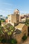 View of the Raval neighborhood in Barcelona: Sant Pau del Camp church, the oldest church in the city of Barcelona