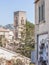 View of the & x22;Ravello& x22; campanile on the Amalfi Coast in Italy