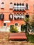 View of red facade of venetian house