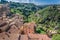 View of the red roofs and green valley in Sorano