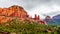 View of the red sandstone formations at Chicken Point viewed form the Chapel of the Holy Cross near Sedona