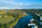 View of Reedy creek and luxury houses.