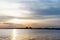 View of the reflection in the Black Sea against the background of the sky and sunset