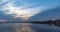 View of the reflection in the Black Sea against the background of the sky and sunset