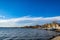 View of the reflection in the Black Sea against the background of the sky and sunset