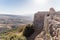 View of the remains of the eastern fortress wall from the corner tower of Nimrod Fortress located in Upper Galilee in northern Isr