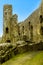 A view of the remains of the keep of the thirteenth-century castle at Llawhaden, Wales