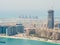 View on residential buildings on Palm Jumeirah island. The Palm Jumeirah is an artificial archipelago in Dubai emirate.